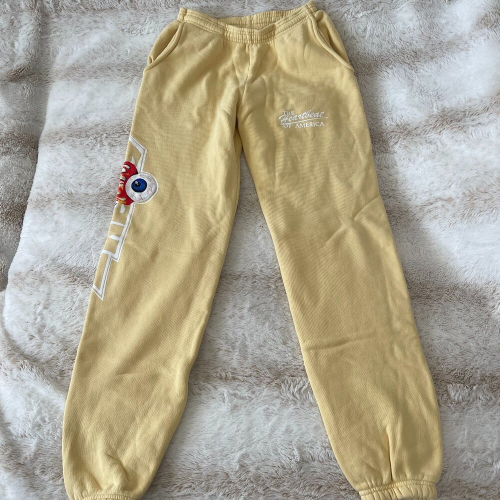 LIMITED RELEASE Cherry LA "Flaming Eyeball" Sweatpants in Yellow XS